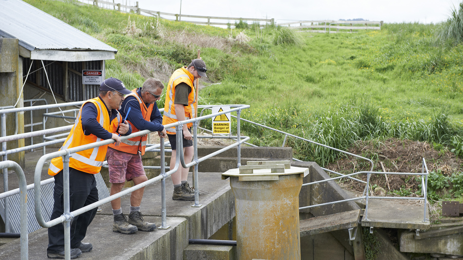 Image - Waikato Regional Council staff at a screw pump station